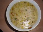 Сырный суп с луком пореем и грибами